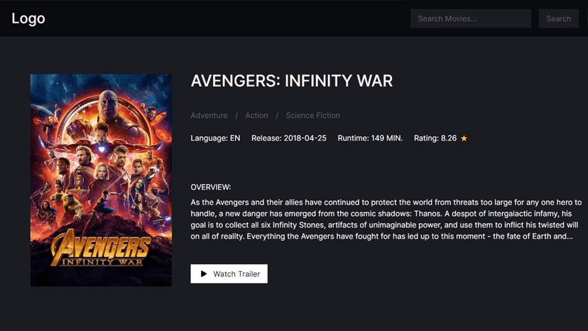 Movie Search App Using Next.js TailwindCSS TypeScript