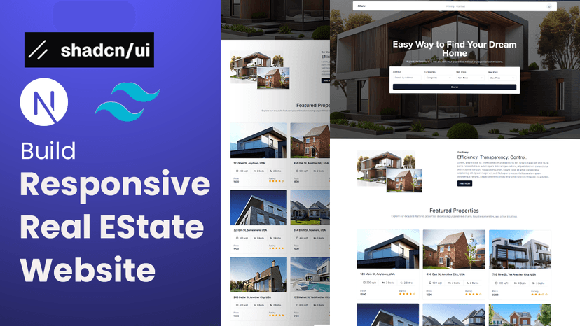 Build Responsive Real E-State Website build using NextJs, Shadcn/UI and Tailwind CSS